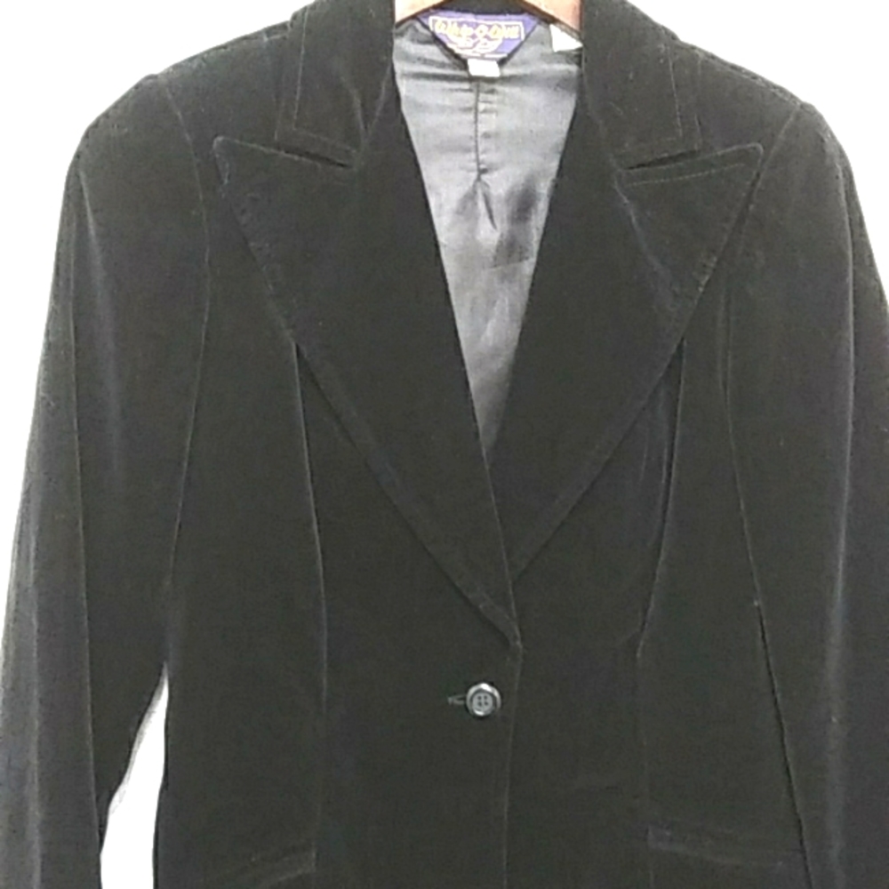 Black Velvet Whip O Will Vintage Size 9/10 Blazer - Picture 10 of 15